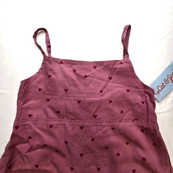 Cat & Jack Girls Rose Heart Print Sundress XS 4/5 Pink Sleeveless Summer - Picture 2 of 8